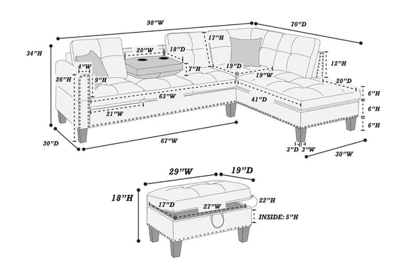 3-PCS SECTIONAL F8886