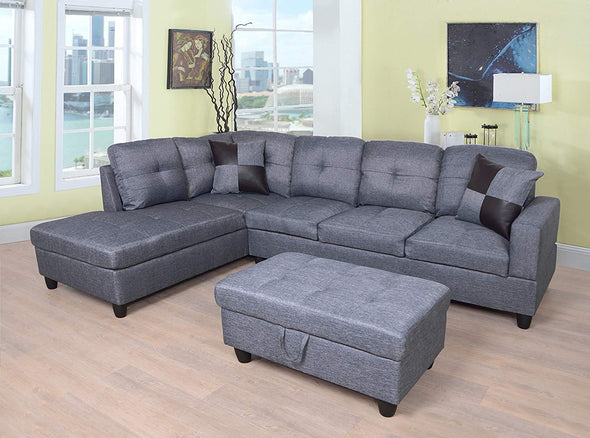 Sectional 3pcs with ottoman F128