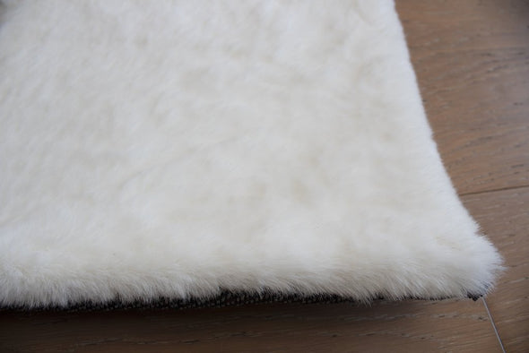 Soft Luxury Faux Rabbit Skin Rug-- White