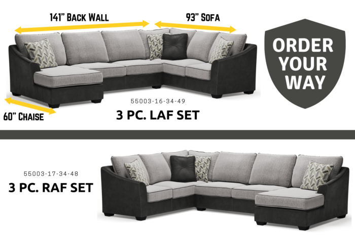 Bilgray 55003 Pewter 3-Piece Sectional By Ashley – Rubin Furniture