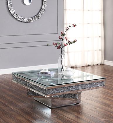 81465 Noralie Coffee Table Mirrored, Faux Diamonds