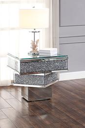 81467 Noralie End Table Mirrored, Faux Diamonds