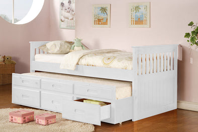 8420 Twin Captain Bed with Trundle - White