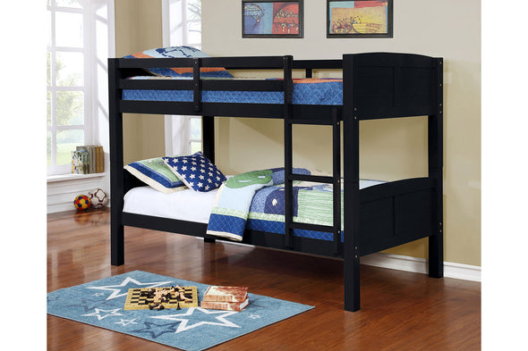 8431 Twin / Twin Convertible Wooden Bunk Bed -Black