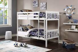 8434-WH Twin / Twin Convertible Wooden Bunk Bed -