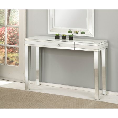 90252 Nerissa Console Table, Mirrored top w/ frosted trim