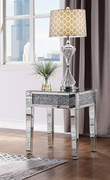 81417 Noralie Coffee Table Mirrored, Faux Diamonds