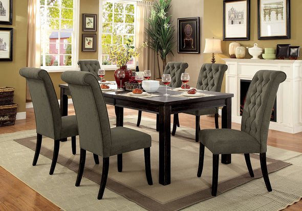 SANIA III 84" DINING TABLE     |     CM3324BK-T-84 GREY CHAIRS