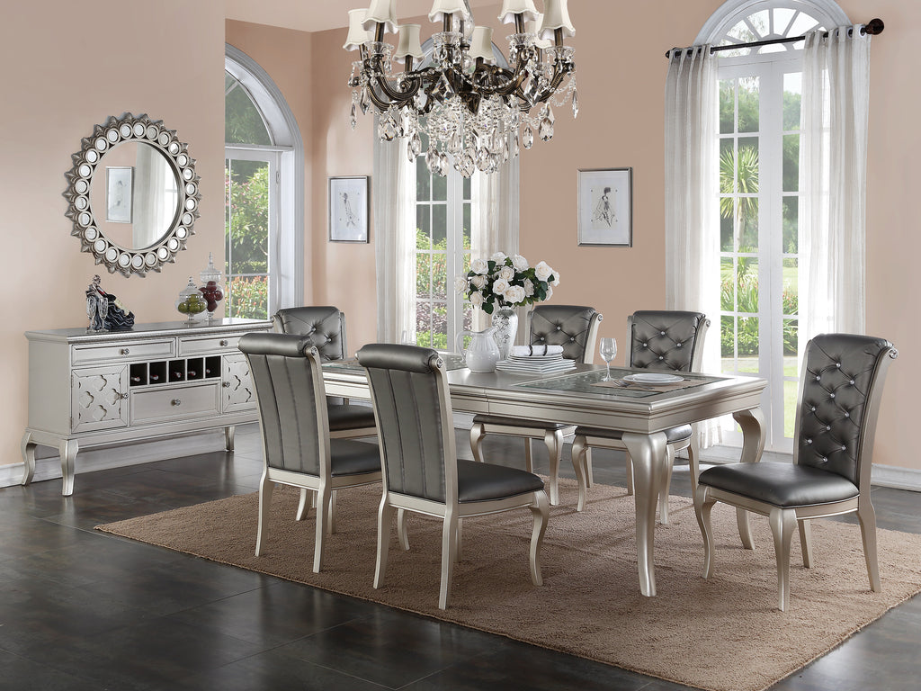 Grey and best sale silver dining set