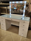 B4850WH VANITY WITH GLASS TOP AND LED MIRROR