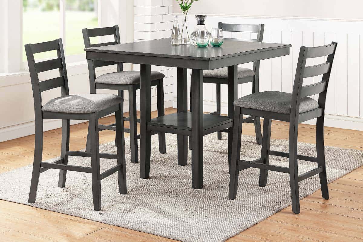 Upholstered Bench Grey Dining Room Bench Black Paige 6-Pc Dinette