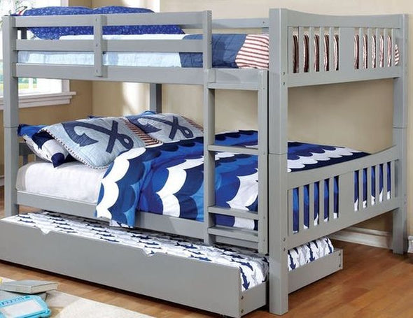 CAMERON FULL/FULL BUNK BED WITH TRUNDLE |  CM-BK929F-GY