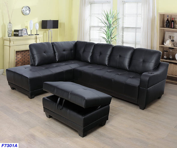 Sectional 3pcs with ottoman F7301