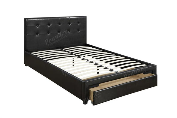 F9313  Faux Leather Bed with drawers
