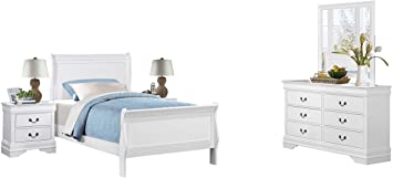 Louis Philip Modern White Twin Bedroom Set